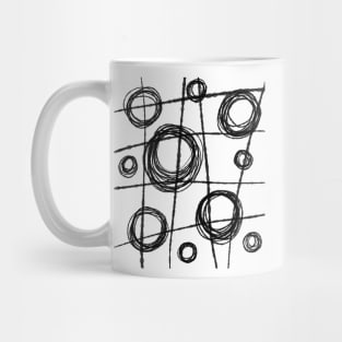 Black and White Ink Lines and Circles Mug